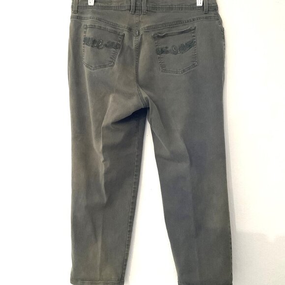 GLORA VANDERBILT PLUS SIZE AMANDA DENIM JEANS BLING GREEN 18W - Picture 1 of 12